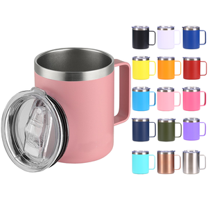Vaso de 12oz con logotipo personalizado, taza de café de acero inoxidable aislada con recubrimiento en <span class=keywords><strong>polvo</strong></span> al vacío de doble pared para acampar - Product Image 1
