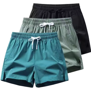 Men's Quick Dry Elastic Waist Shorts Drawstring Casual <b>Summer</b> Wear Lightweight Polyester Teal Green Black - Product Image 1