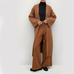 Morbido Cardigan Lungo Invernale <span class=keywords><strong>in</strong></span> <span class=keywords><strong>Lana</strong></span> e Cashmere per Donna, Vestito Maglione a Maniche Lunghe <span class=keywords><strong>in</strong></span> Cashmere Lavorato a Maglia - Product Image 2