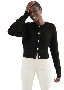 Pull à manches longues en laine pour femmes OEM avec LOGO personnalisé Pull tricoté à boucle moelleuse pour femmes Pull cardigan pour femmes - Product Image 2