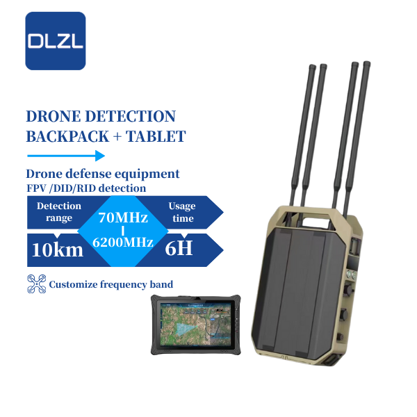 DLZL FPV Drone Detector Customizable Frequency 400MHz-5.8GHz 10km Detection Lithium Battery Powered Security Protection 10m for