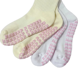 Grip <b>Socks</b> Pilates Custom Anti Slip Athletic Pink Girl Spring Sporty <b>Socks</b> – Knitted Embroidery Logo Cute Bow <b>Socks</b> for Women - Product Image 1