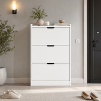 Meuble de rangement pour chaussures d'entrée avec tiroirs rabattables, organisateur moderne pour baskets, ballerines et chaussures de tous les jours