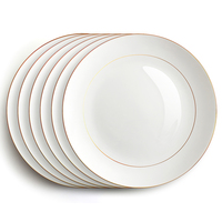 Assiettes plates blanches en gros avec bordure dorée, vaisselle en porcelaine fine (42 %),assiettes de présentation pour mariage