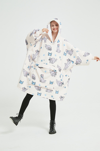 Thiết Kế Chất Lượng Cao Tùy Chỉnh Phim Hoạt Hình Quá Khổ Flannel Sherpa Mặc Hoodie Áo Trùm Thun Chăn Với Mui Xe Quà Tặng - Product Image 3