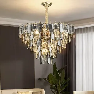 Crystal chandelier in the living room light luxury network red European style dining room lamp modern luxury