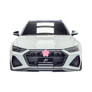 ชุดแต่งคาร์บอนไฟเบอร์สำหรับ Audi RS6 Avant รุ่นปี 2013-2024 ยี่ห้อ New ZNDR ประกอบด้วยลิ้นกันชนหน้าแบบสกรูออน, ดิฟฟิวเซอร์, สปอยเลอร์ และสเกิร์ตข้าง - Product Image 1