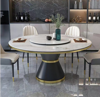 Table à manger en pierre frittée pour salon moderne, meuble de luxe, Table à manger en marbre en verre rond