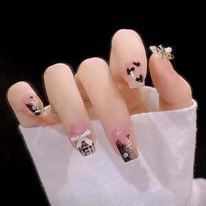 Uñas Postizas Elegantes de Uso Diario, Color Rosa, Diseño de Ojo de Gato, Lazo y Corazón, Acrílicas, Reutilizables, para Fiesta, 24 Piezas - Product Image 3