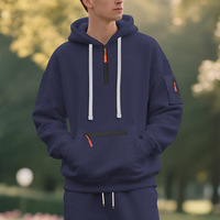 Set Hoodie Sweatshirt 2 Potong Pria, Jaket Hoodie Resleting dengan Celana Jogger, Pakaian Olahraga Kasual