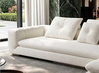 Ensemble de canapés en polaire de style minimaliste italien, base en acier inoxydable, matelassage vertical géométrique, rembourrage moelleux et volumineux, système à tenons et mortaises