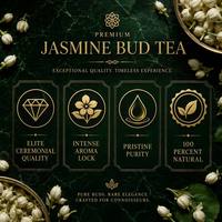 Teh Kesehatan Premium Bunga Melati Mekar - Daun Teh Pilihan Berkualitas Tinggi dalam Kemasan untuk Makanan Mewah dan Set Hadiah