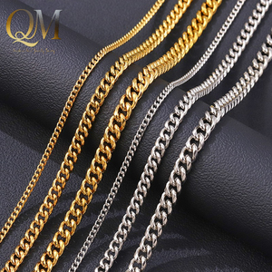 Kalung Rantai Curb Baja Tahan Karat Poles Halus Gaya Eropa Hip Hop <span class=keywords><strong>Retro</strong></span> Pria Serbaguna untuk Sweater dan Kalung Tulang Selangka - Product Image 1