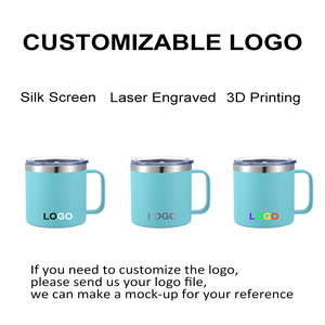 Gobelet isotherme en acier inoxydable à double paroi de 14 oz avec logo personnalisé, écologique, avec poignée, revêtement en poudre, tasse à café de camping - Product Image 2