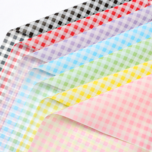 Checkered Floral Korean-style Semi-transparent Waterproof Glassine Wrapping Paper Single Side for Bouquets - Product Image 2