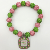 Bracelets Dazgirl - Bracelet « J'aime la sororité » - Bijoux rose et vert - Pendentif feuille grecque - Bracelet - Cadeau de remise de diplôme pour les sœurs