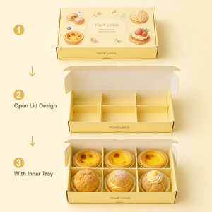 Caja <span class=keywords><strong>de</strong></span> Regalo para Repostería Color Crema, Diseño Premium, Ecológica, Apta para Alimentos, para Tartas <span class=keywords><strong>de</strong></span> Huevo, Postres, con Logotipo Personalizado - Product Image 4