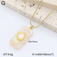 Collier en acier inoxydable plaqué or avec chaîne serpent et pendentif rectangulaire en résine, bijoux vintage tendance pour femme, à porter au quotidien