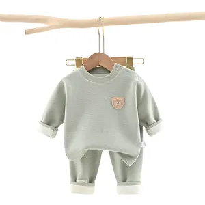 Wholesale Kids Sweat Suits Sets Ribbed Baby Boy Sweat Suits Super Soft 2 Pic Top And Pants Spring Autumn Custom Baby Clothes