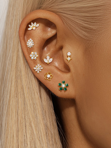 ต่างหูเงินแท้ 925 ดีไซน์แฟชั่นรูปดอกไม้และดาว สำหรับสาวๆ - Product Image 4