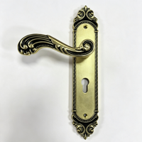 Ensemble de poignées de porte baroques ornées, en alliage de zinc noir et or antique, antivol, durable, écologique, pour porte en bois, villa