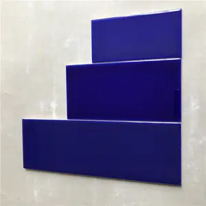 100x200mm蓝色平斜角地铁瓷砖小尺寸浴室墙砖