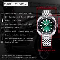 Montres Homme Benyar 5211 Cadran Dégradé Montre Mécanique Lumineuse de Luxe pour Hommes Logo Personnalisé Étanche Montres Automatiques Classiques