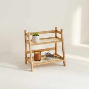 Organisateur de comptoir moderne en bambou à 2 niveaux, organisateur de bureau autoportant, <span class=keywords><strong>étagère</strong></span> échelle à 2 niveaux pour le rangement à la maison, dans le salon ou la cuisine - Product Image 1