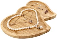 Plateau de service élégant et moderne en bambou en forme de cœur, plateau à collation en bois à un seul niveau pour les fêtes, les cadeaux de mariage, la décoration de la maison