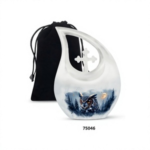 Urne funéraire en aluminium blanche pour cendres humaines Urne funéraire souvenir unique avec sac en velours gratuit - Product Image 1