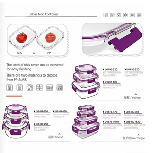 Contenedor <span class=keywords><strong>de</strong></span> Vidrio para Almacenamiento <span class=keywords><strong>de</strong></span> Alimentos al por Mayor con Tapa Hermética <span class=keywords><strong>de</strong></span> Plástico, Libre <span class=keywords><strong>de</strong></span> BPA, Apto para <span class=keywords><strong>Microondas</strong></span>, Rectangular, Tipo Bento - Product Image 5