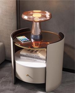 Thanh lịch hiện đại NỘI THẤT PHÒNG NGỦ lưu trữ Glass <span class=keywords><strong>Top</strong></span> đầu giường gỗ rắn ngăn kéo da bàn cà phê với không gian mở - Product Image 5