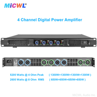 Amplificateur de puissance numérique 4 canaux MiCWL CA650 1U 19" Rack 5200W AMP pour enceintes de scène, subwoofer et basses 4x650 Watts RMS