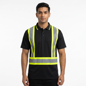 High Visibility Breathable Safety <b>Polo</b> Shirt Class 2 <b>Orange</b> Reflective Polyester/Cotton Workwear for Construction Workers - Product Image 1