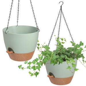 8 Inch 2 Stuks Zelfbesproeiing Hangende Plantenbakken Met Drainagegaten En Ketting, Hangende Plantenbak Voor Kamerplanten - Product Image 1