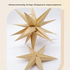 Décoration suspendue <span class=keywords><strong>en</strong></span> bois grainé personnalisée par le fabricant, étoile 3D, décoration de cadeau chinoise, décoration suspendue pour amis et famille - Product Image 4