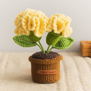 Clavel de ganchillo hecho a mano, plantas artificiales en maceta, regalos de Navidad para ancianos, amigos, objetos decorativos de escritorio, venta al por mayor - Product Image 3
