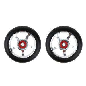 1 paio di ruote per Scooter acrobatiche in argento da 100mm con boccole per cuscinetti, inclusi freni per Scooter, pneumatici elettrici per Scooter - Product Image 6
