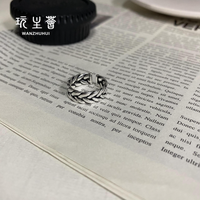 Bague Unisexe Tendance en Argent Sterling Tressé Style Vintage pour Hommes, Bijoux Simples, OEM, 1 pièce/sac OPP