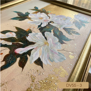ภาพวาดติดผนังลายดอกไม้ประดับทองคำเปลว งานฝีมือ ผลิตในเวียดนาม รุ่น DV55-3 ขนาด 40x60 ซม. - Product Image 6