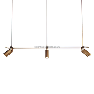 Modern <strong>Home</strong> Decor 6 <strong>Lights</strong> LED Spotlight Simple Wabi Sabi Dining Room Kitchen Island Brass Rectangular Linear Pendant <strong>Light</strong> - Product Image 3