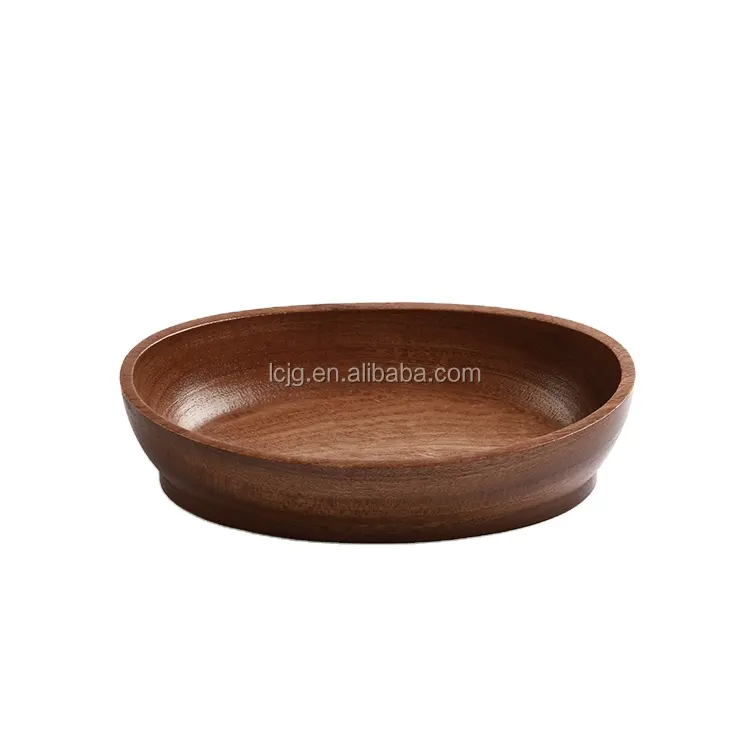 China Custom Wholesale Fashionable Small Walnut Wooden Oval Bowl For Restaurant