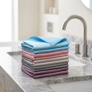 Lot de chiffons de nettoyage en microfibre rectangulaires, sans peluches, séchage rapide, pour salle de bain, cuisine, fenêtres, multicolores - Product Image 1