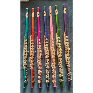 Flûte colorée en nickel plaqué, 16 clés, tonalité Do, à trous fermés, plusieurs couleurs au choix, vente en gros - Product Image 1