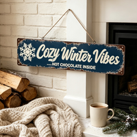 Laissez la neige tomber... ailleurs - Panneau en aluminium enduit avec peinture décorative - Art mural d'hiver - Décoration vintage pour la maison - 4x16 pouces