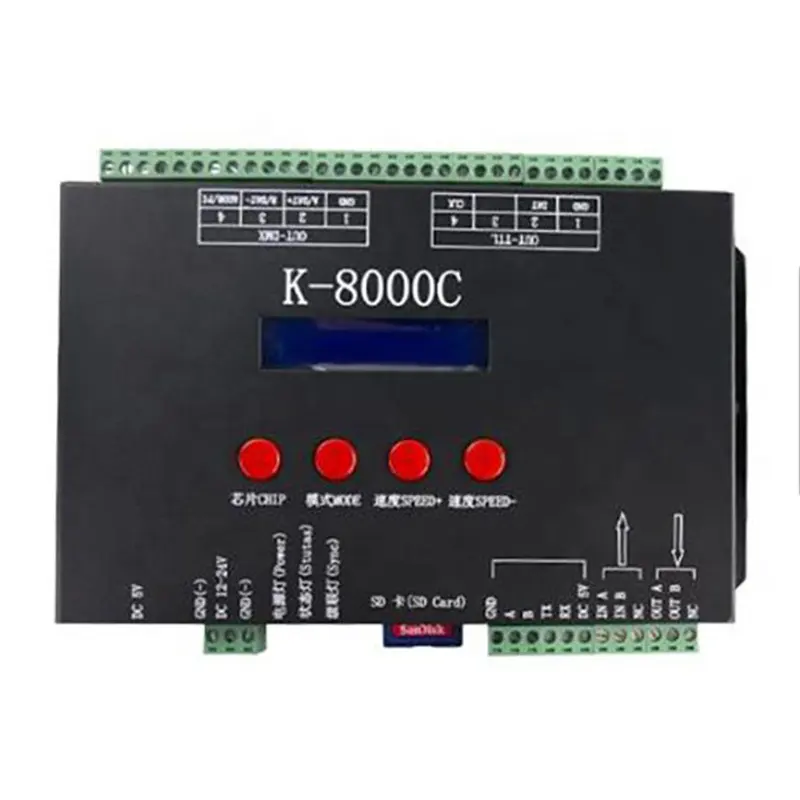 K-8000C K8000C 8 портов выход Программируемый RGB Пиксельная полоса светодиодный контроллер для SPI DMX светодиодные полосы света