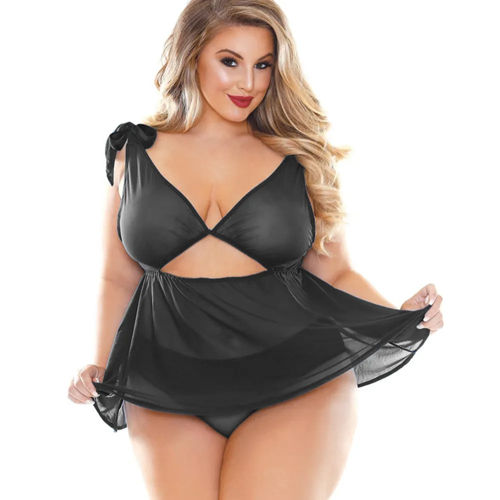Fat Women Lingerie Super Large Transparent Plus Size Lingerie Sexy Mesh Erotic Wholesale
