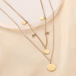 Collar con Colgante de Moda, Acero Inoxidable, Chapado en Oro, Forma de Corazón, Cadena de Doble Capa, Joyería para Uso Diario, Regalo - Product Image 4