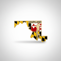 GREPAS GIFTS Épinglette de revers plaquée or en forme de drapeau de l'État du Maryland, 1,25 pouce