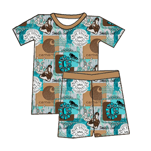 Ensemble deux pièces décontracté d'été pour bébé garçon en bambou, t-shirt à manches courtes et short, style anglais avec logo - Product Image 4